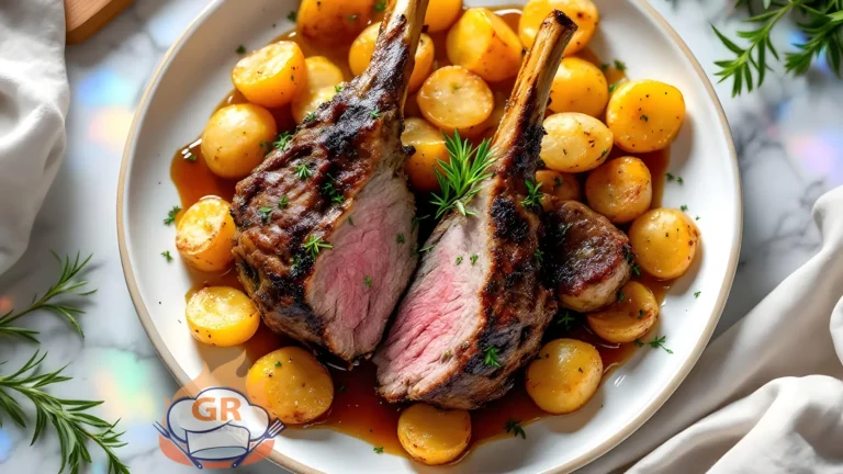 Agnello al forno con patate croccanti, un piatto tradizionale italiano.